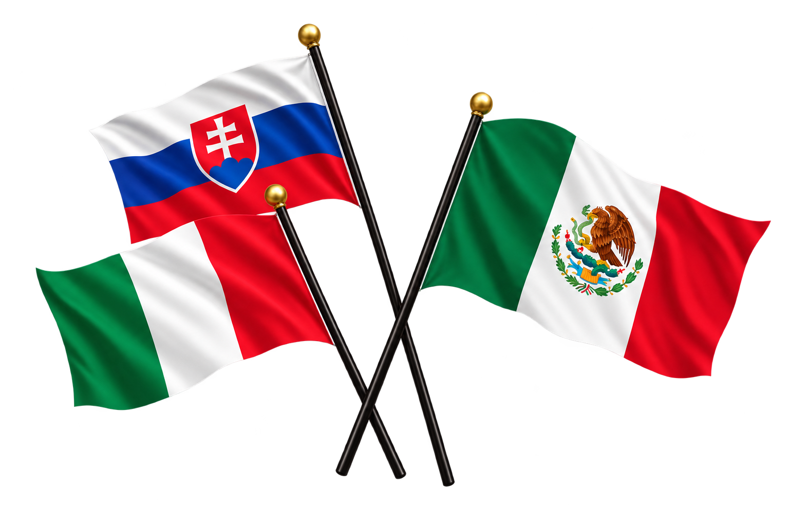 Banderas cruzadas de Eslovaquia e Italia con México