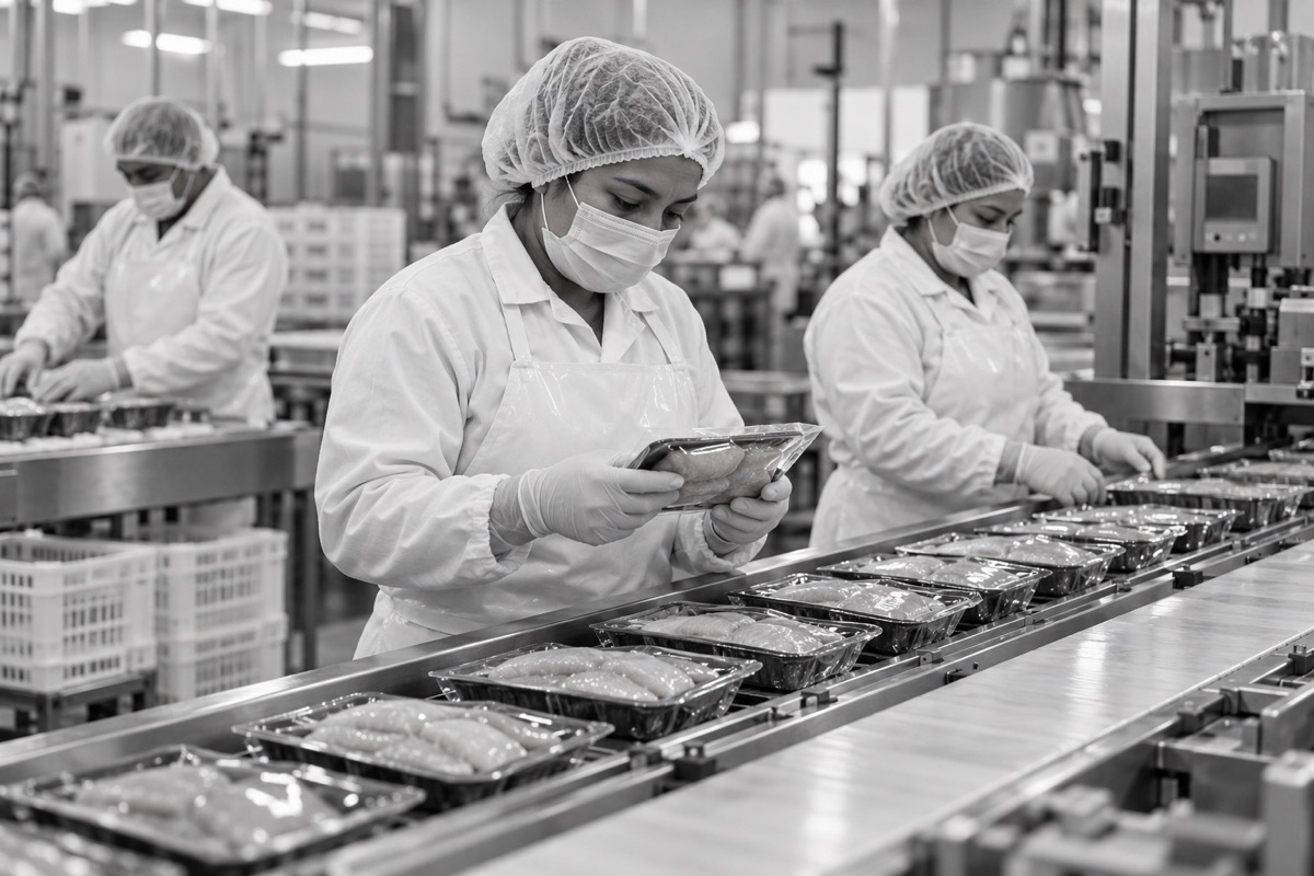 Inspección de productos en una planta de alimentos