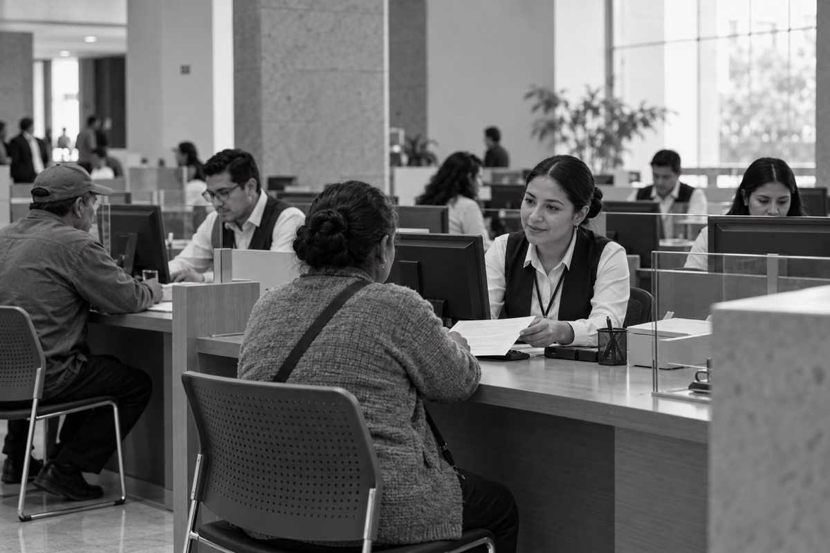 Atención a usuarios en una oficina de servicios públicos